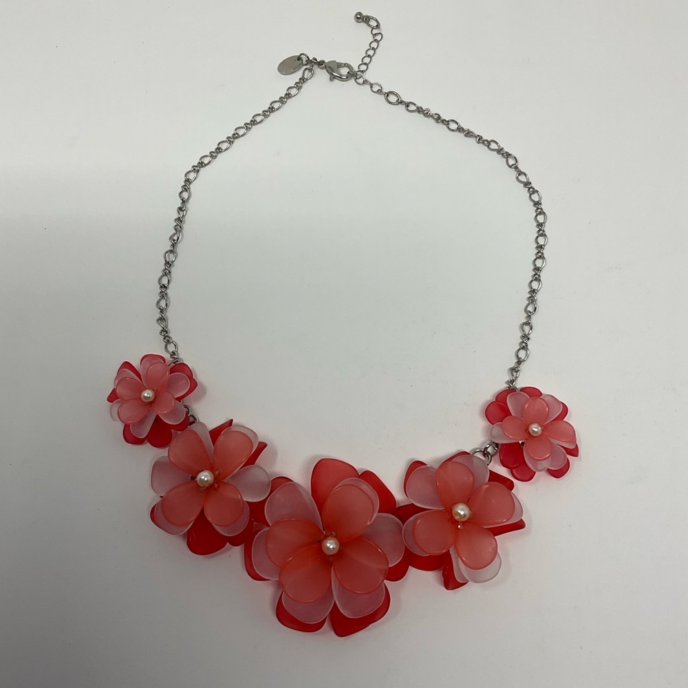 Colorful Coral Colored Floral Necklace